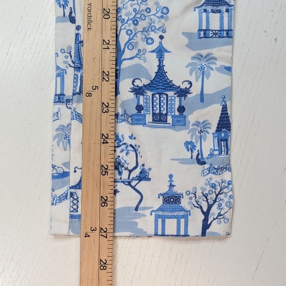 Gretchen Scott Pagoda Toile Pants Womens 29 Blue White Chinoiserie - Picture 6 of 7